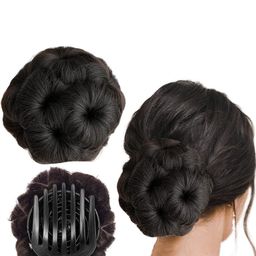 D-Divine Claw Clip Juda Hair Buns - Brown-image-66