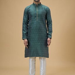 Arihant Rai Sinha Men Ethnic Motifs Embroidered Regular Kurta with Churidar-image-96