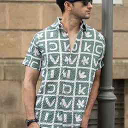 Powerlook Geometric Printed Short Sleeves Shirt-picture-1