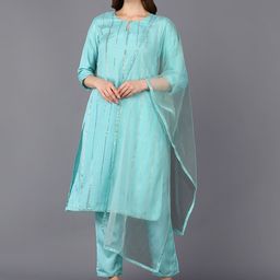 KALINI Women Embroidered Regular Beads and Stones Kurta with Trousers & With Dupatta-picture-37