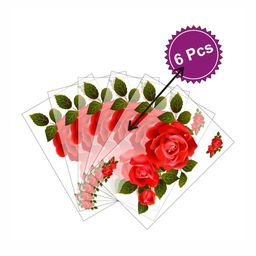 LooMantha Red & White 6 Pieces Rectangle Floral Printed Table Placemats-18