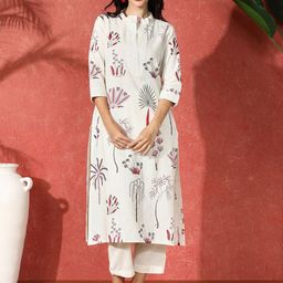 Sangria Floral Printed Straight Pure Cotton Kurta & Trousers-picture-11