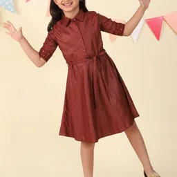 Fabindia Girls Striped Shirt Collar Shirt Dress-picture-20