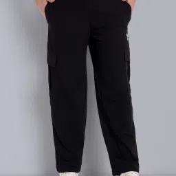 Men Regular Fit Black Cotton Blend Trousers-image-1