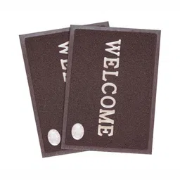 AAZEEM 2Pcs Grey & Brown Textured Anti-Skid Welcome Doormats-15