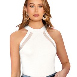 SHOPONBIT Women Halter Neck Sleeveless Fitted Top-image-71