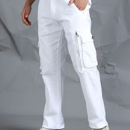 beevee Men Regular Fit Mid-Rise Cargos Trousers with Belt-picture-4