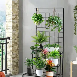 Kuber Industries Black 1 Pieces Hanging Alstroemeria Aloe Vera Artificial Flower With Pot-image-38