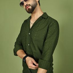 Indian Needle Classic Embroidered Spread Collar Pure Cotton Pocket Shirt-picture-1