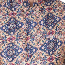 Sadree Mandarin Collar Dupion Silk Kurta And Churidar With Nehru Jacket Set image 3
