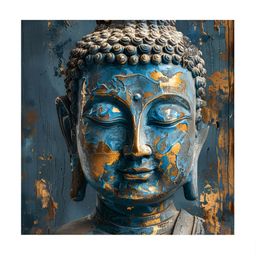 RANDOM Blue & Mustard Buddha Religious Canvas Wall Art-7