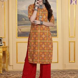 HERE&NOW Selection Of 2 Geometric Printed Round Neck Straight Kurtas-image-57