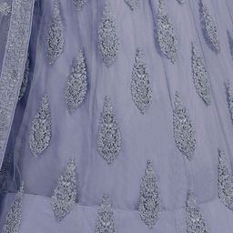 ODETTE Embroidered Beads and Stones Soft Net Semi-Stitched Lehenga & Blouse With Dupatta image 4