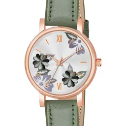 THE SHOPOHOLIC Women Printed Dial & Leather Straps Analogue Watch K-GREEN-45