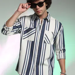 Campus Sutra Men Classic Multi Stripes Oversized Shirt-image-51