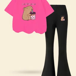 INCLUD Girls Printed Short Sleeves T-shirt With Trousers-image-37