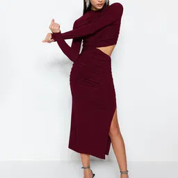 Trendyol Sheath Midi Dress With Cut-Outs Details-image-69