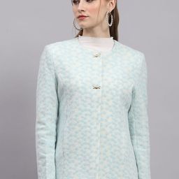 Monte Carlo Women Embroidered Round Neck Long Sleeve Woolen Overcoat-34