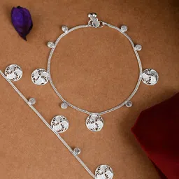 Silvermerc Designs Silver-Plated Artificial Stones Studded Anklet-11
