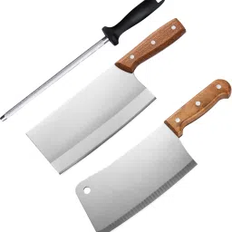 Meat Cutting Boning Knife Chinese Chefs Knife with ABS Handle (Steel, 3 Pcs) Kitchen Tool Set-image-9