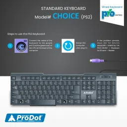 PRODOT Choice PS2 Wired Keyboard I Plug & Play Technology I 104 Keys I 10M Key Life I PS2 Standard Multi-device Keyboard image 4