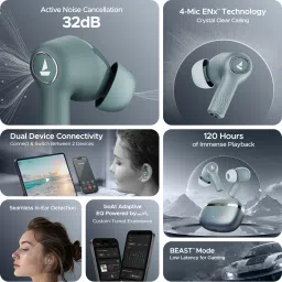 boat Nirvana Ion 32dB Active Noise Cancellation, 120HRS, Bionic Mode, HIFI5 Bluetooth Headset image 2