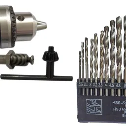 Heavy duty 13mm chuck key with Adapter and 13pc HSS Drill bit-1