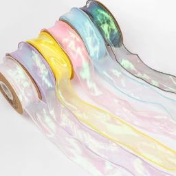 10 Yards Iridescent Laser Orange Organza Ribbon for Gift Wrapping Floral Bows-image-27