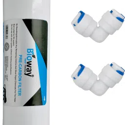 Inline Pre Carbon Filter with 2 Piece Push Fit Elbow for All RO Water Purifiers Solid Filter Cartridge-33