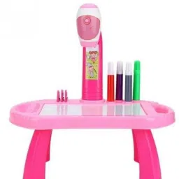 Children Projector Early Education Learning Drawing Board Game Puzzle Painting Toy Set (Painting Table - Pink)-image-15
