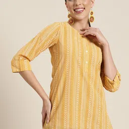 Juniper Geometric Printed Georgette High-Low Kurti-picture-6