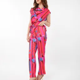 RAREISM Printed Satin Pleated Trousers-image-26