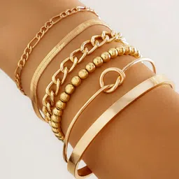 Jewels Galaxy Set Of 6 Gold-Plated Cuff Bracelet-picture-0