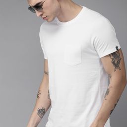 Roadster Men White Solid Round Neck Sustainable Greenturn Organic Cotton T-shirt-image-65