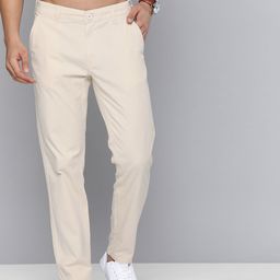 HERE&NOW Men Beige Slim Fit Chino Trousers-image-41