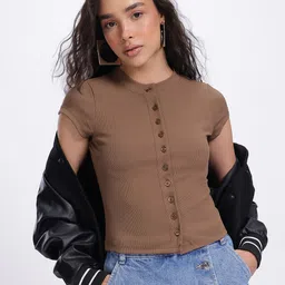 glitchez Ribs Redefined Front-Open Fitted Crop Top-image-76