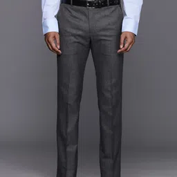 Raymond Men Textured Slim Fit Trousers-image-11