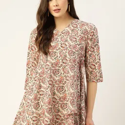 FERANOID Off White & Orange Printed Tunic-picture-2