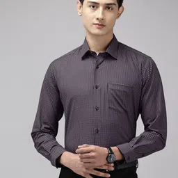 Van Heusen Pure Cotton Custom Fit Grid Tattersall Checks Formal Shirt-picture-49