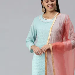 flaher Women Rose Gotta Patti Net Dupatta-29