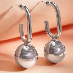 Rubans Silver-Plated Contemporary Half Hoop Earrings-image-17