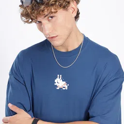 glitchez Minimal Print Detail Super Loose Fit T-shirt-image-43
