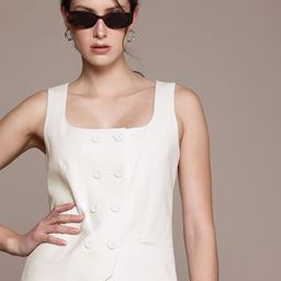 MANGO Scoop Neck Double-Breasted Regular Fit Waistcoat-25