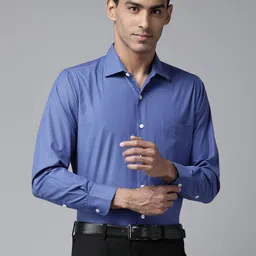 Shaftesbury London Men Blue Smart Slim Fit Semiformal Shirt-picture-10