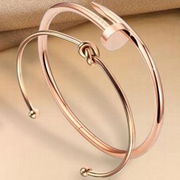 MYKI Women Set of 2 Rose Gold-Plated Cuff Bracelets-image-5