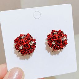 YouBella Red Gold-Plated Floral Studs-55
