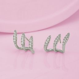 Carlton London Rhodium-Plated CZ Ear Cuffs Earrings-36