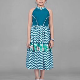 FASHION DREAM Teal Keyhole Neck Crepe Midi Dress-picture-32