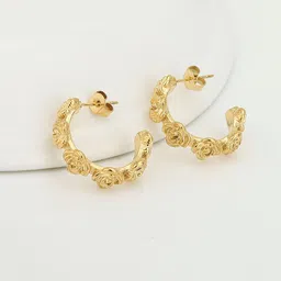 Carlton London Women Gold-Plated Half Hoop Earrings-image-13