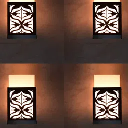 Gojeeva Black 4 Pieces Wood Square Shaped Textured Contemporary Wall Lamp-image-41